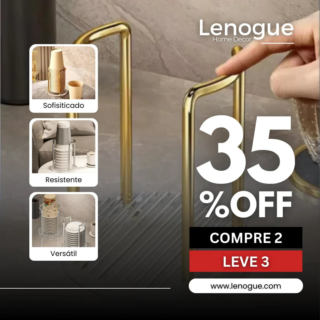 Suporte Organizador de Copos Descartáveis em Aço Inox e Acrílico Lavielle
