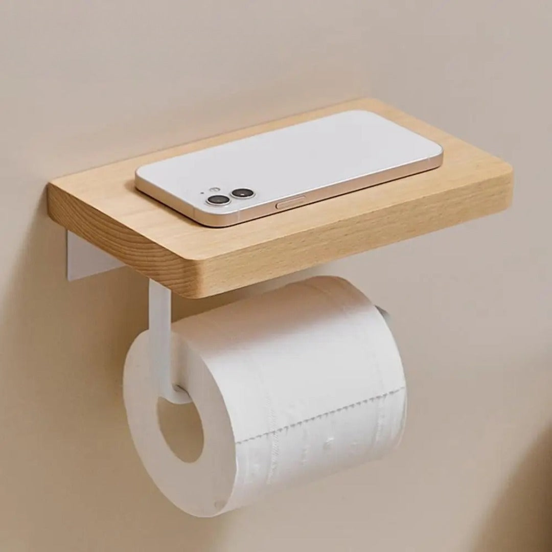 Suporte Para Papel Higiênico De Madeira Premium