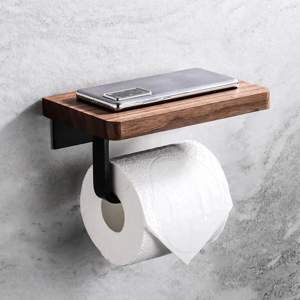 Suporte Para Papel Higiênico De Madeira Premium