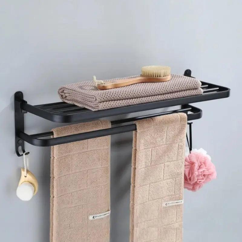 Toalheiro Para Banheiro Duplo Preto Matte 50cm
