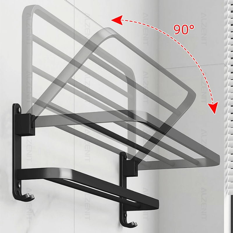 Toalheiro Para Banheiro Duplo Preto Matte 50cm