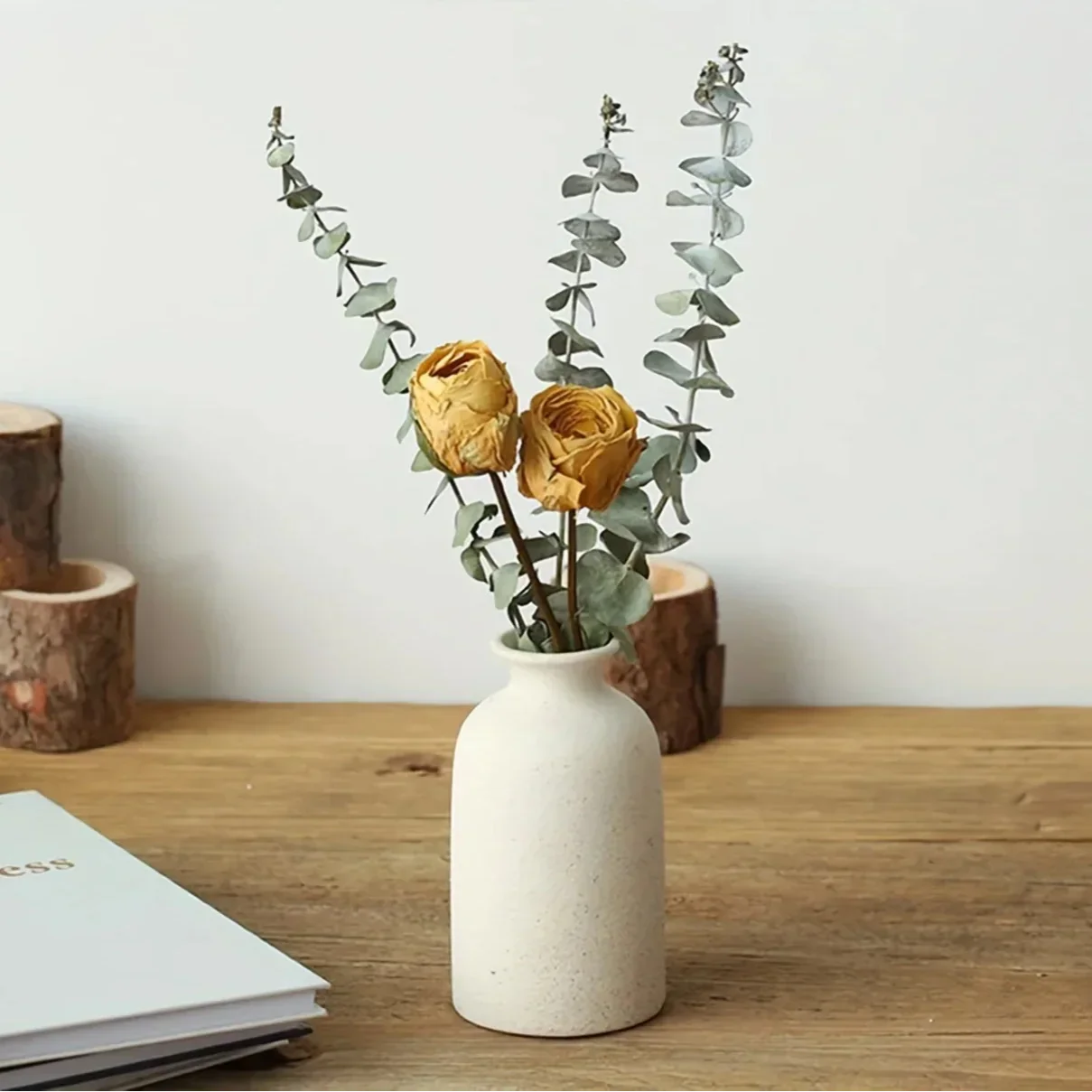Vasos Decorativos Cerâmica Rústica para Sala e Escritório 3 Peças Lavielle