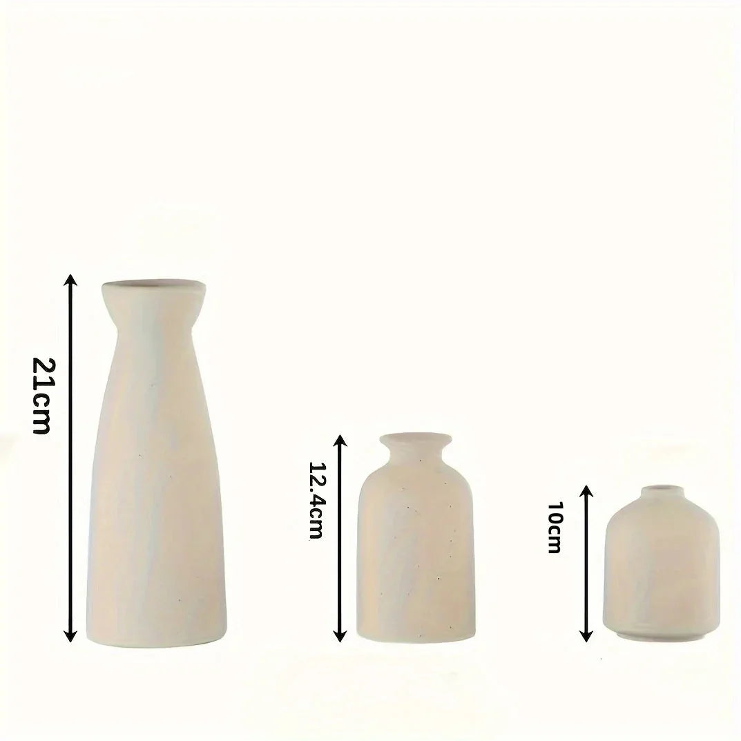 Vasos Decorativos Cerâmica Rústica para Sala e Escritório 3 Peças Lavielle